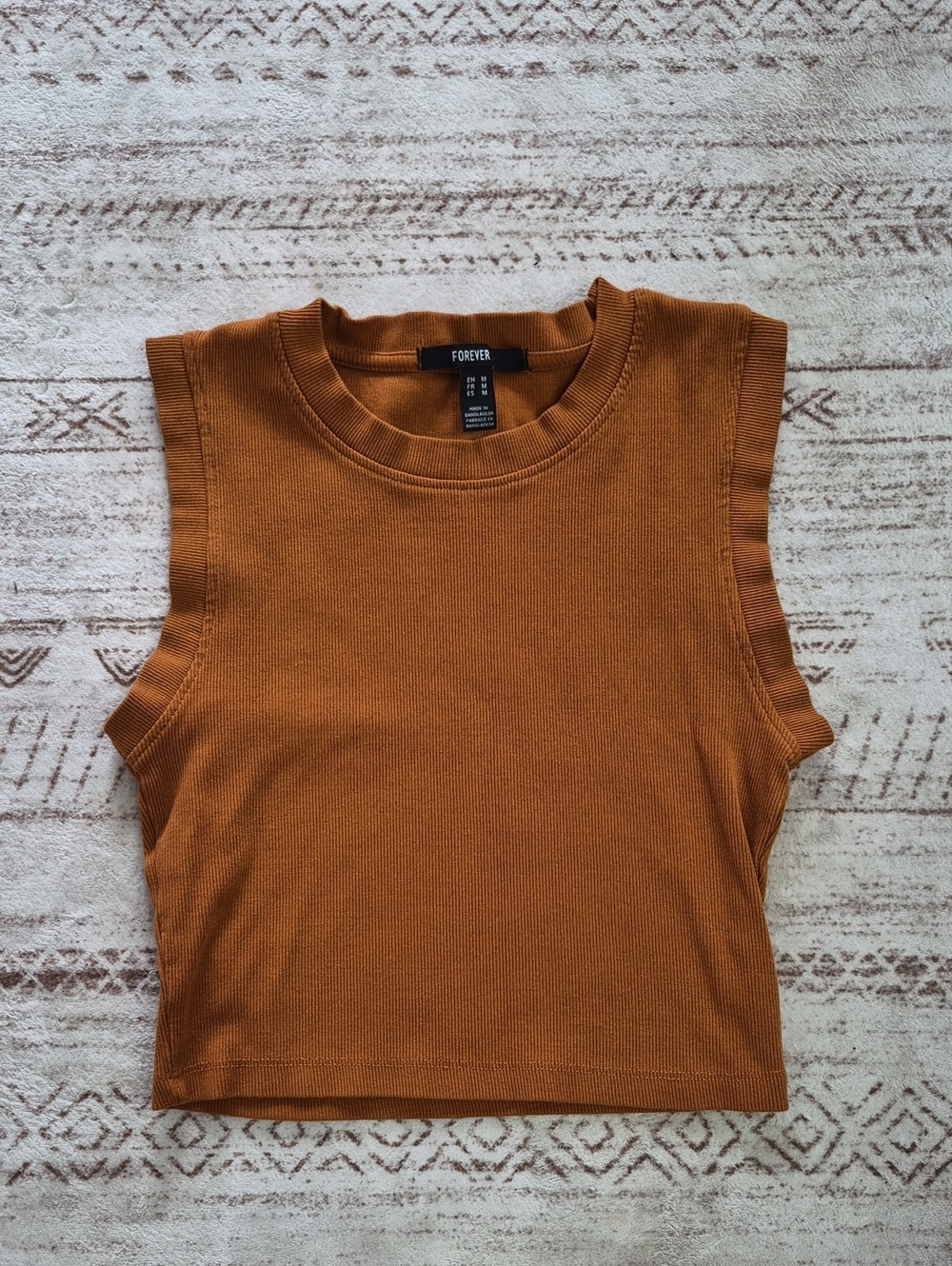 Forever 21 Ribbed Sleeveless Crop Top - Rust Orange